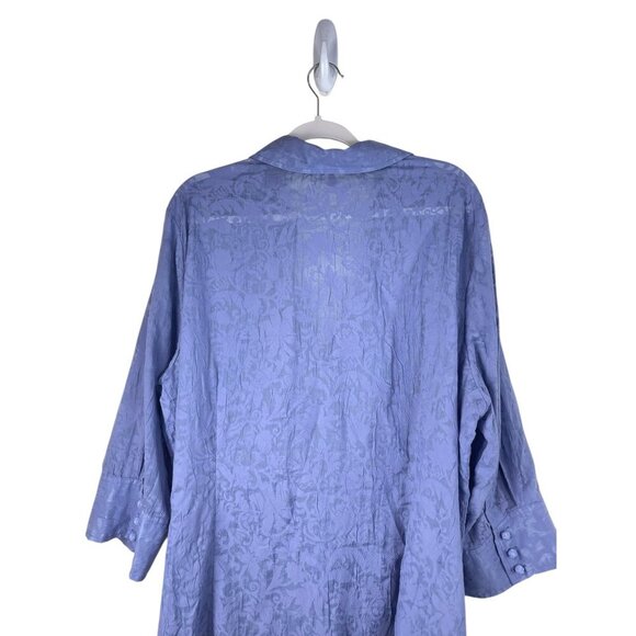 Soft Surroundings Long Tunic Button Front Floral Embossed Blue - Picture 8 of 11